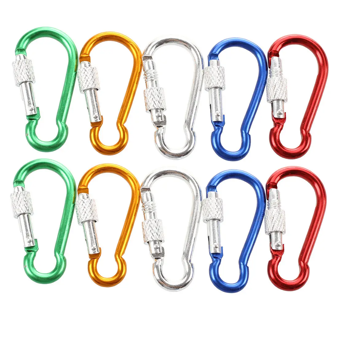ABST 10Pcs Assorted Color Aluminum Alloy Carabiner Clip Hook Bottle Holders