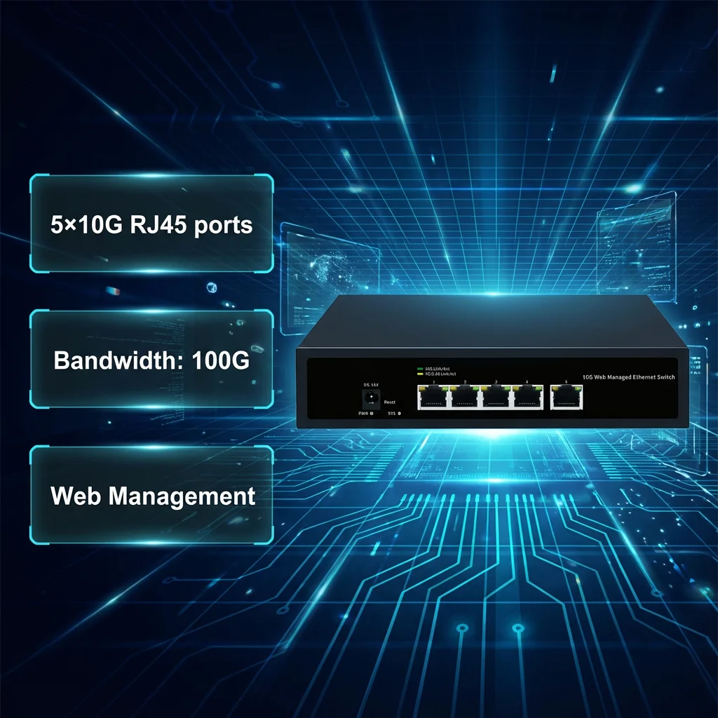 

Коммутатор Ethernet 10 Гбит/с RJ45 10G с веб-управлением, 5 портов