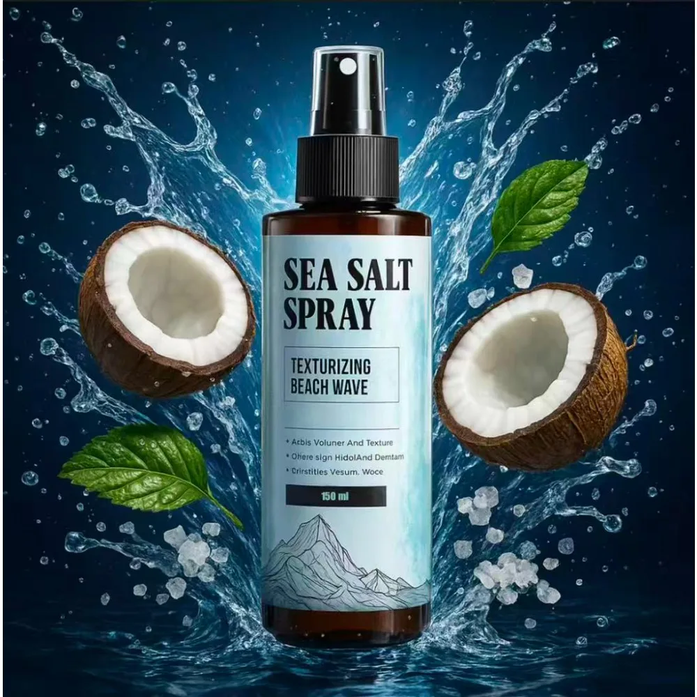 

Спрей с морской солью для текстурирования волос, нежирный, экстракт трав, аромат кокоса, повышает мягкость, текстура и естественные волны