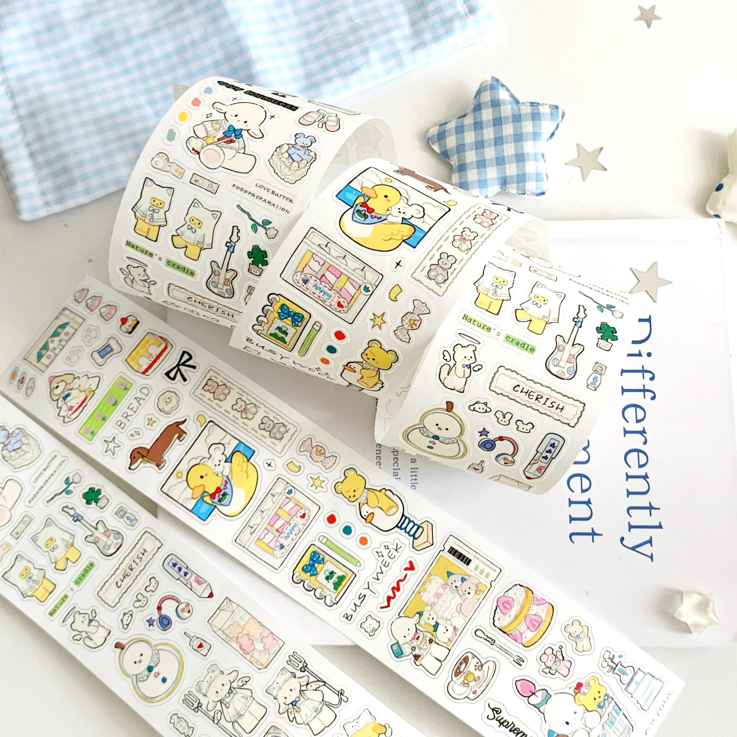 

5M Cream Pie Cut Sticker Roll, Collage Journal Sand Cute Lamb