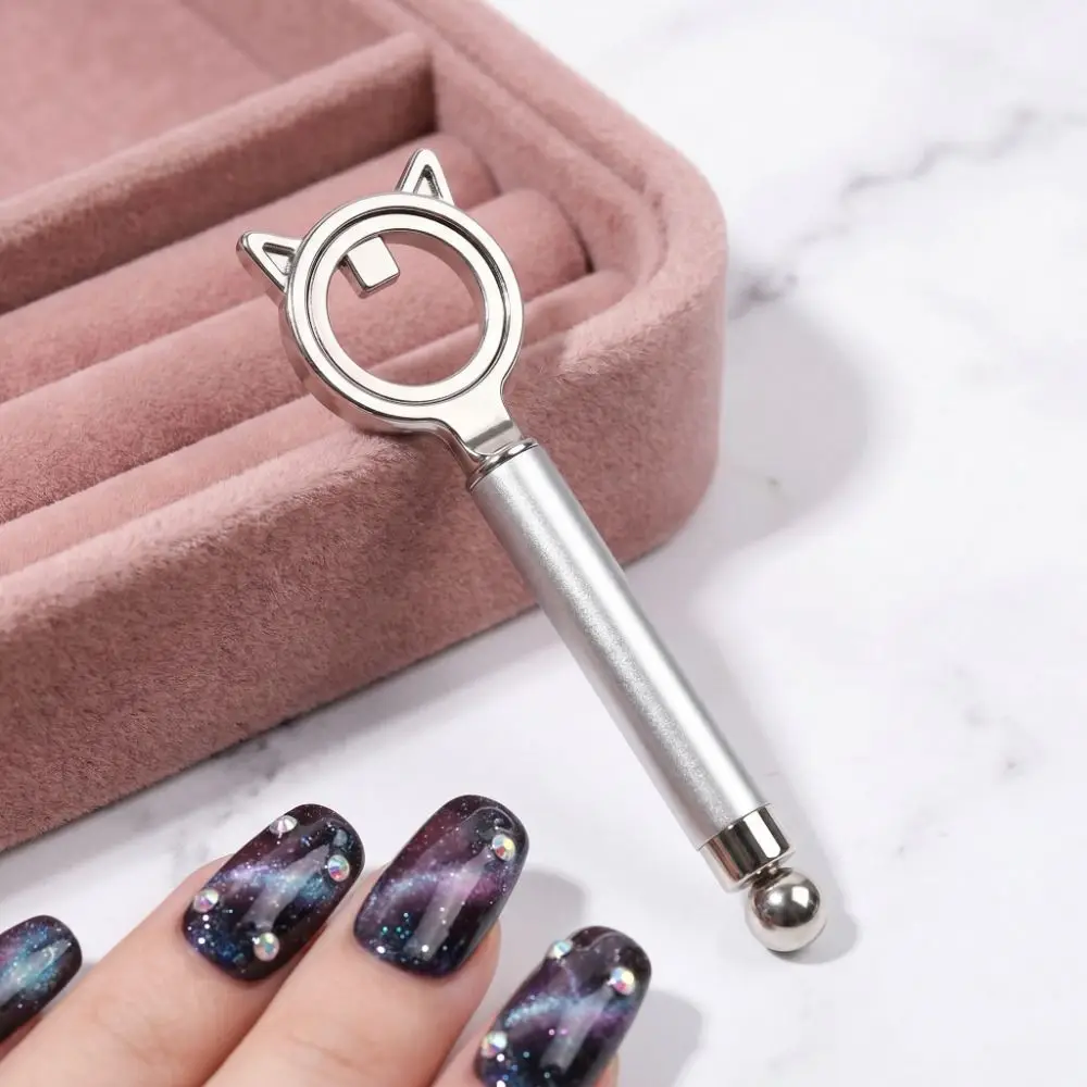 2IN1 Cat Eye Nail Art Magnet Non-slip Handle Dual-Head Design Hollow Cat Eye Magnet Comfortable Grip Black Hole Effect