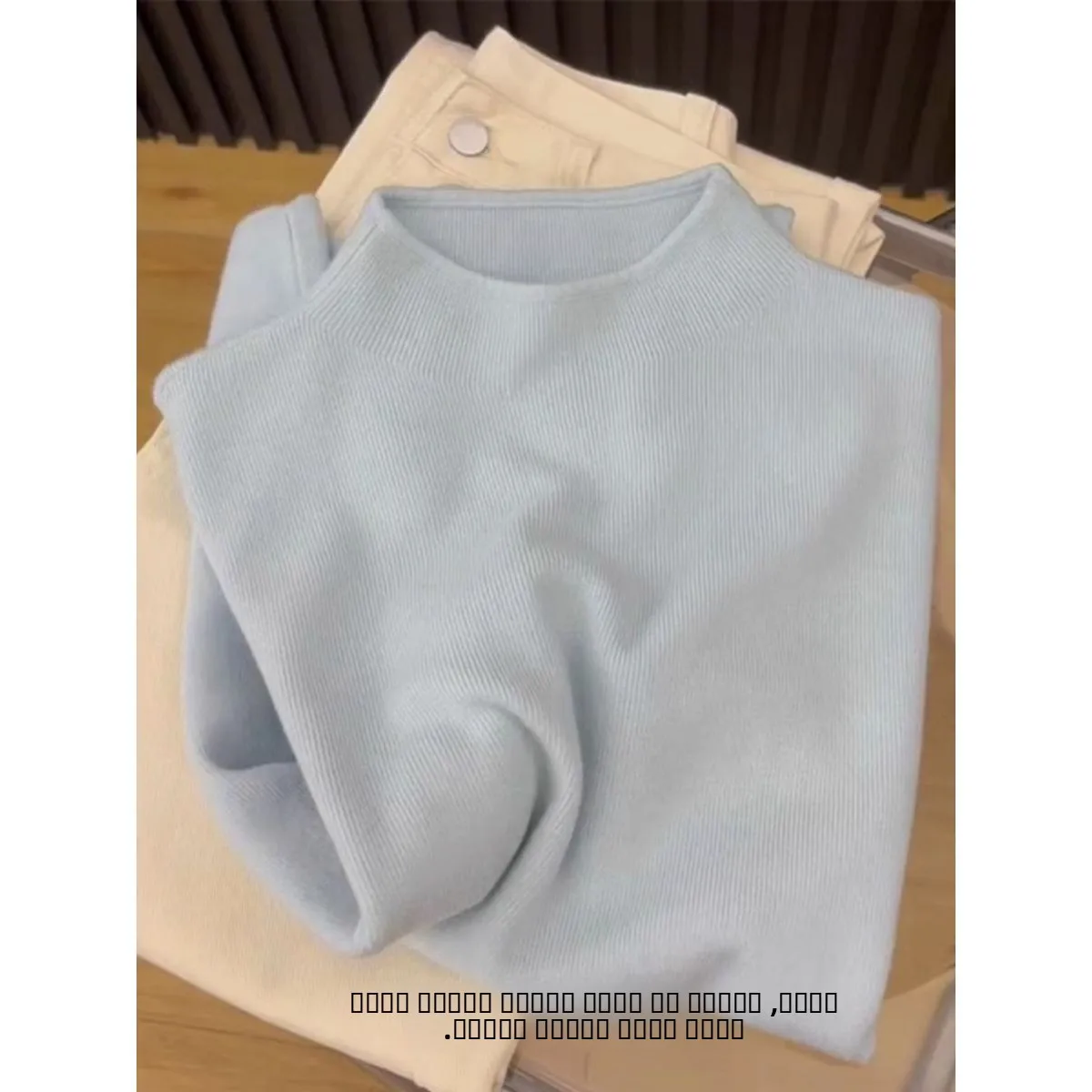 Winter Women's Slim Fit Knitted Base irt f High Collar Ultra White Milk Yellow Inner Wear Comfortable Polyester Fiber