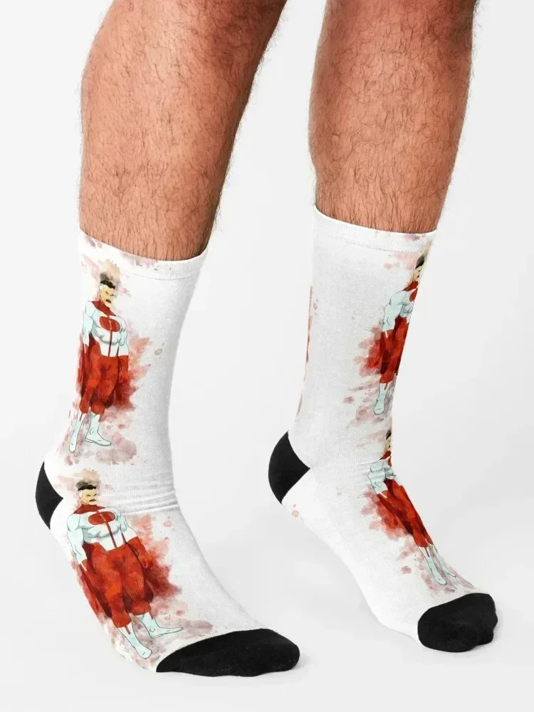 لا يقهر - Omni-Man * ألوان مائية * جوارب للمشي لمسافات طويلة فاخرة لركوب الدراجات جوارب نسائية فاخرة للرجال