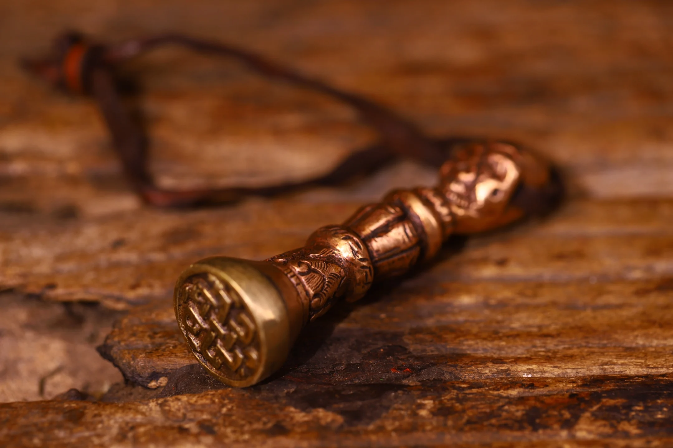 Old Lima Copper Bronze Cinnabar Buddha Seal Sutra Banner Pattern Skull Buddha Amulet Skeleton Leader Amulet Town house