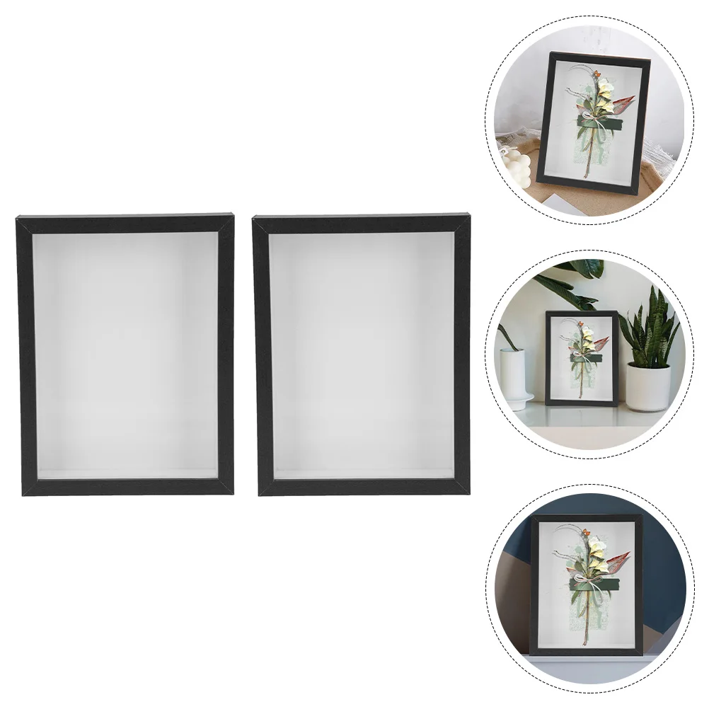 

2 Pcs Display Case Storage Photo Frame Butterflies Dust-proof Specimen Flower Small Black Coin Lovers