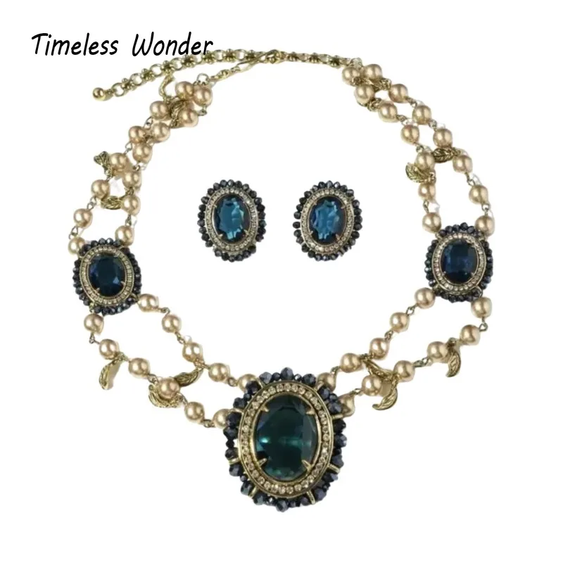 

Вневременное чудесное необычное ожерелье с кристаллами циркона и серьги-гвоздики для женщин, дизайнерский комплект ювелирных изделий, редкий верхний эффектный ретро 7524