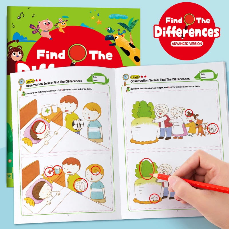 Hidden Differences Activity Book, Contains 32 Interactive Observation Games and Memory Exercises |   Attention and Concentration Training |   Visual Perception Skills, Concentration Games with Numbered Pages |   Find the Difference Game |   Scientific Learning Activity Book That Improves Concentration and Observation Skills |   Interesting and Engaging Hidden Object Games. Early Education Materials.