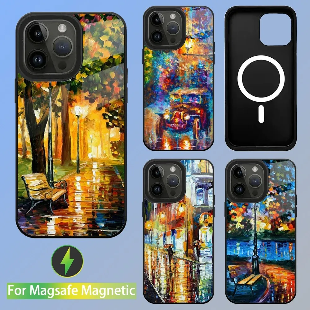 L-Leonid A-Afremov Oil Painting Phone Case For iPhone 15,14,13,12,11,Plus,Pro,Max Mini Magsafe Magnetic Wireless Charging