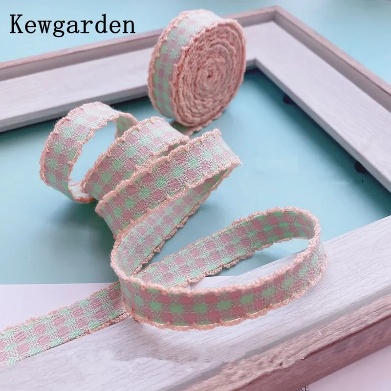 Kewgarden Plaid Hemming Ribbon 12mm 32mm DIY Hairbow Accessories Handmade Sewing Crafts Overlock Edge Tape Gift Packing 5 Meters