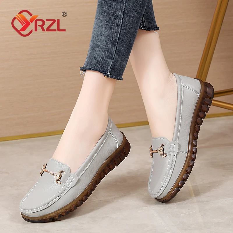 YRZL Loafers for Women Comfortable Slip On Flat Shoes Female Casual Moccasins Lightweight Anti-Skid Sole Ladies Walking Shoes