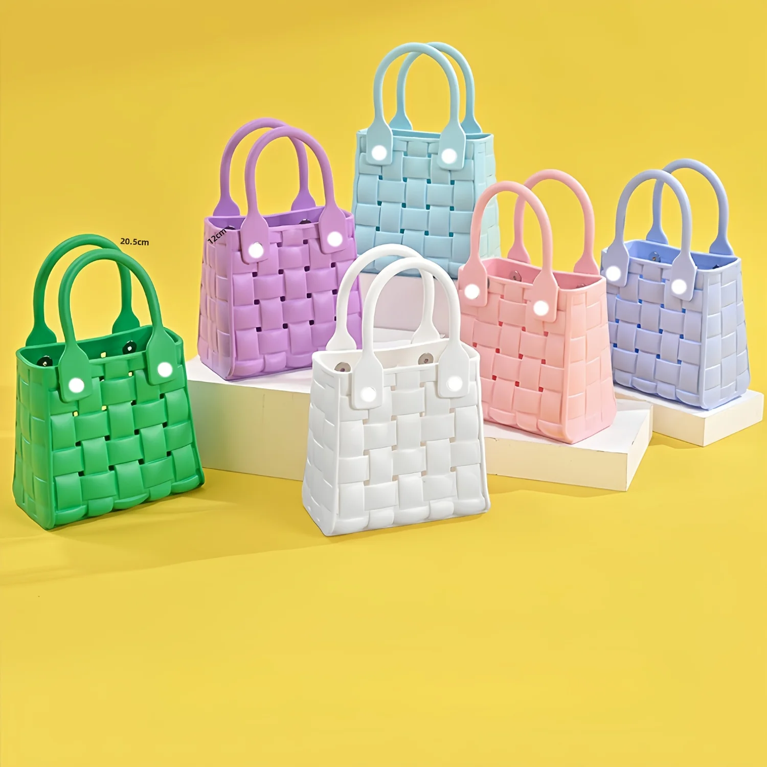 

Stylish Mini Handbag with Woven Design for Travel Vacation - Summer Beach Bag