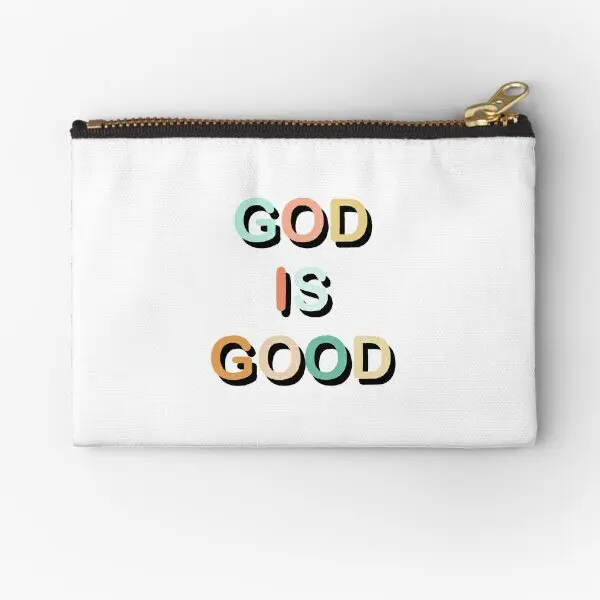 God Is Good Colorful  Zipper Pouches Women Storage Cosmetic Bag Small Pure Socks Packaging Men Wallet Key Coin Underwear Money