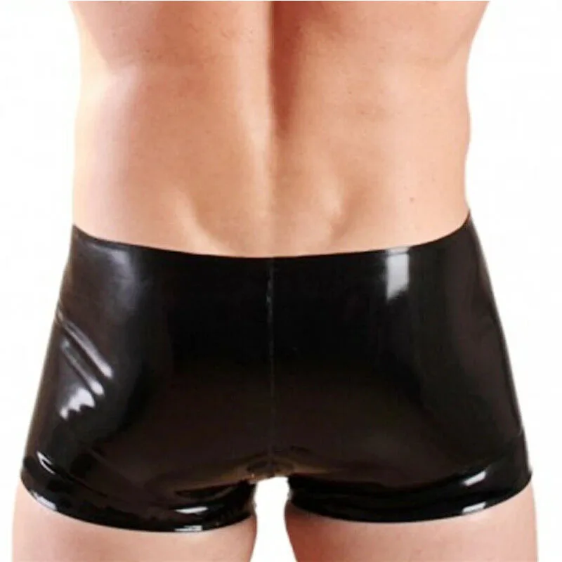 Latex Slipje Mannen Sexy Rubber Zwart Boxer Shorts Fetish Ondergoed