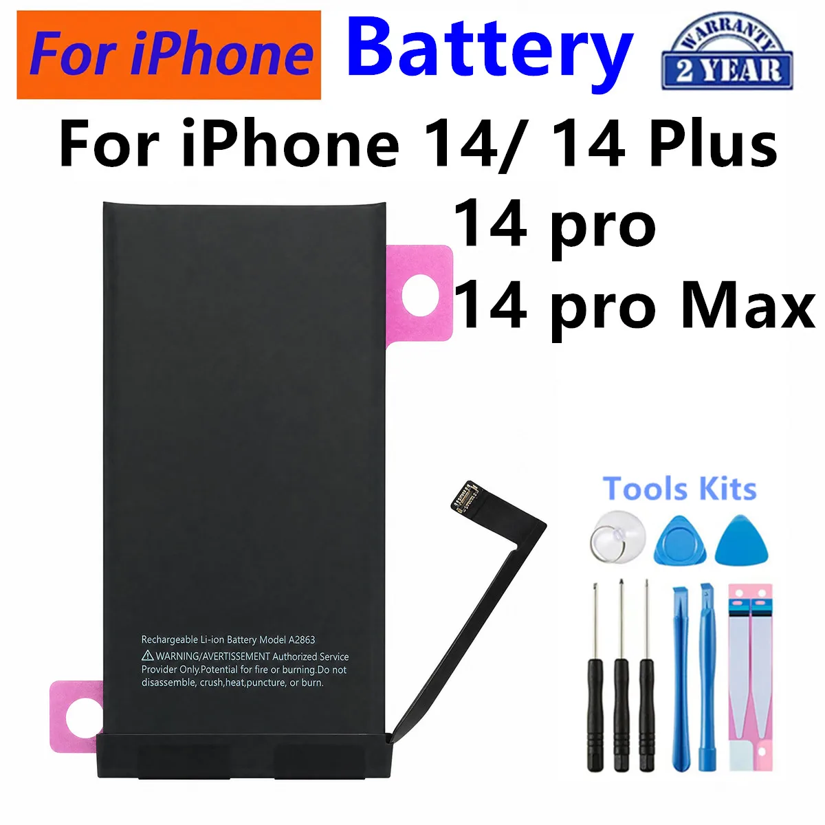 Nowa bateria zamienna A863 A2866 A2830 do iPhone 14 Plus i iPhone 14 Pro Max + narzędzia