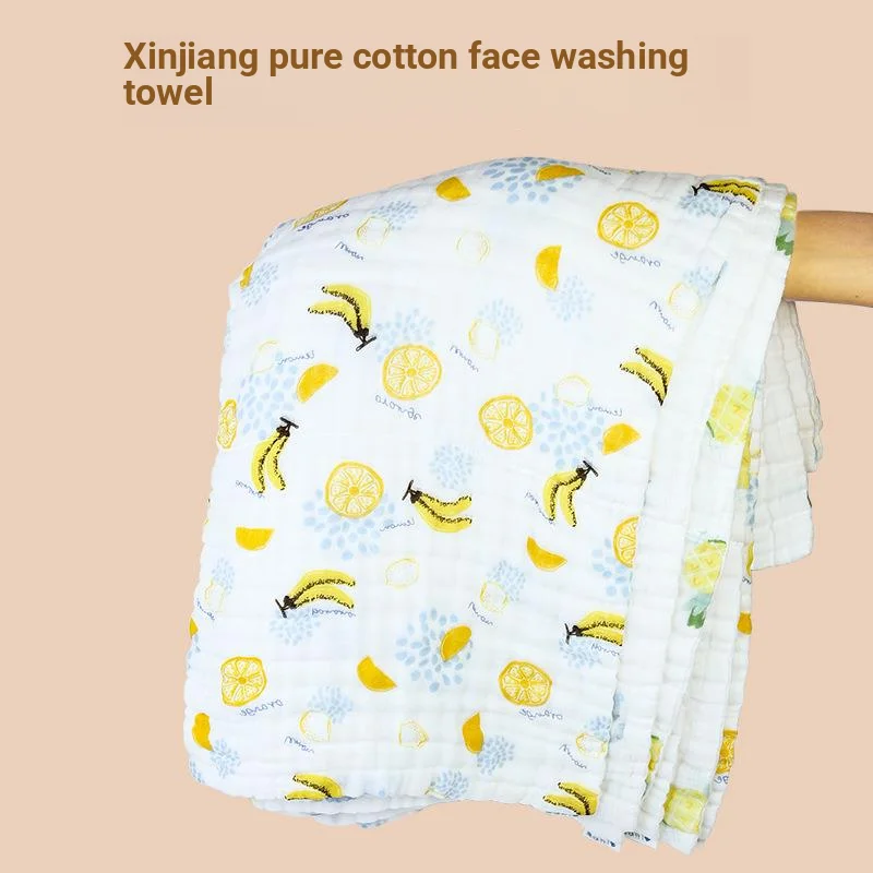 

Pure Cotton Seersucker Baby Washcloth Absorbent Fruit Pattern Face Towel Skin Friendly Soft Towel for Babies