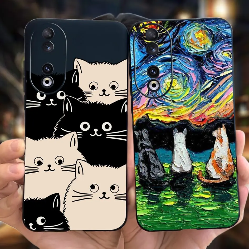 For Honor 90 5G Case REA-NX9 Cover Cute Cartoon Cat Head Soft Silicone Phone Case For Honor 90 Pro 2023 Honor90 Protective Cover