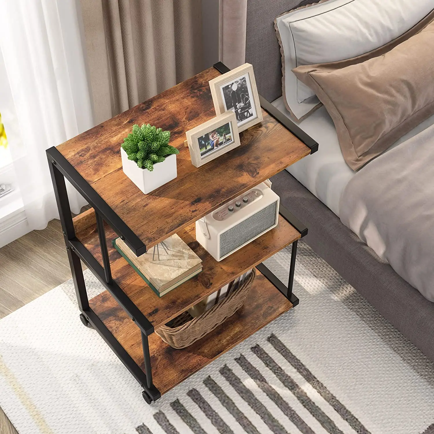 Three layers of storage can be placed printer corner table family removable storage rack