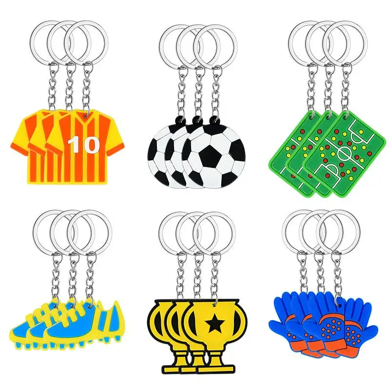 12-96PCS Soccer Theme Keychains Kids Sports Football Birthday Party Favors Goodie Pinata Fillers Toy Silicone Backpack Pendants