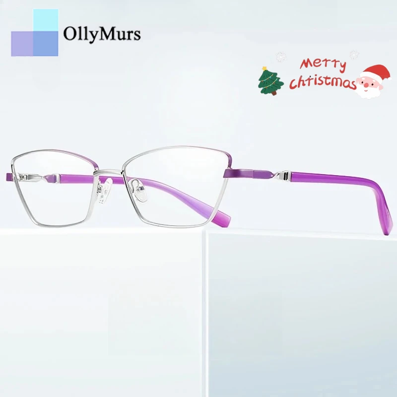 

OLLYMURS Ретро тренд, блокирующая синий свет, маленькая оправа, модная сплав, кошачий глаз, оптическая оправа для очков по рецепту для женщин 3012