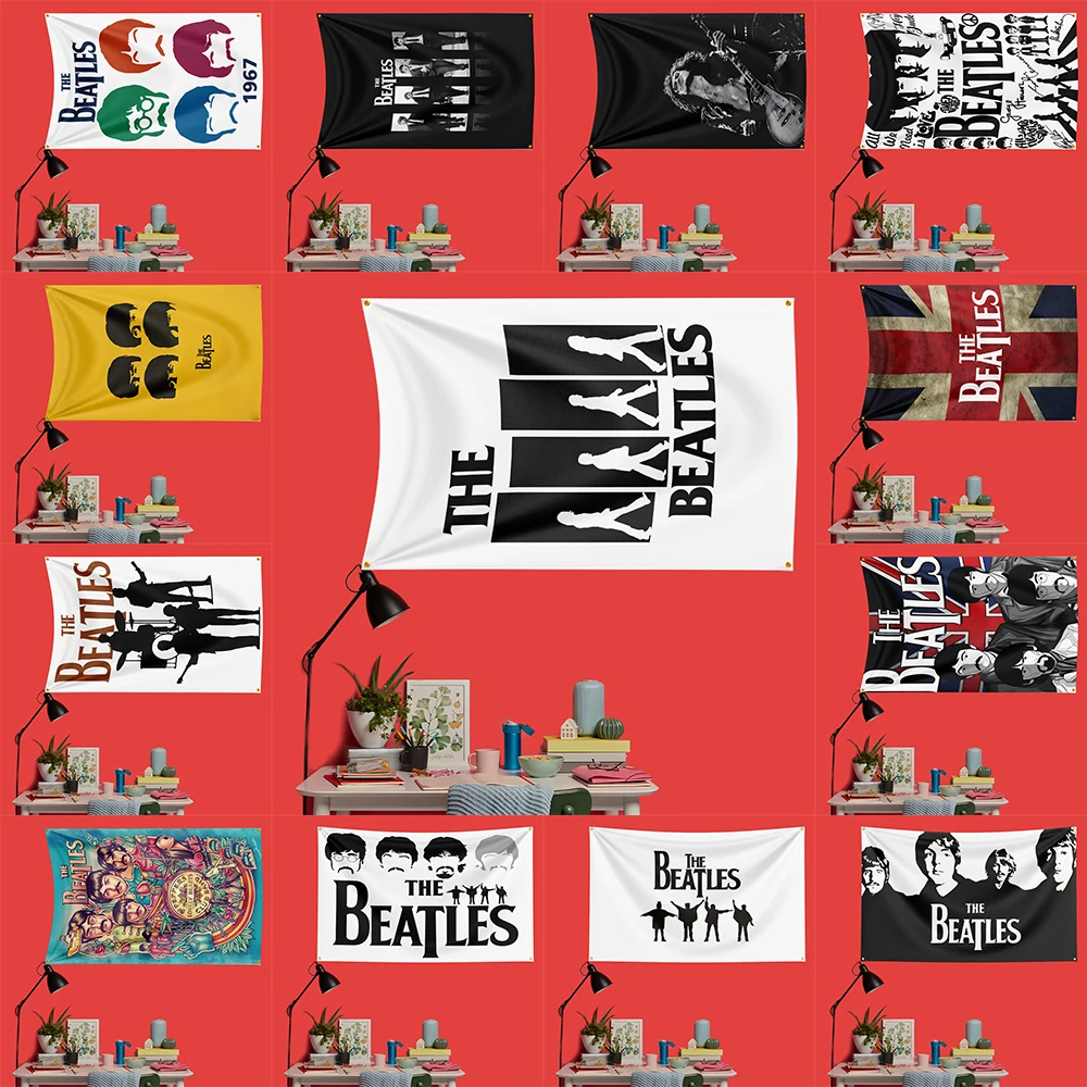 The Beatles Inspired Rock Music Flag 3x5 FT 90x150cm Polyester Decorative Banner Tapestry For Music Fans Bedroom Wall Decoration