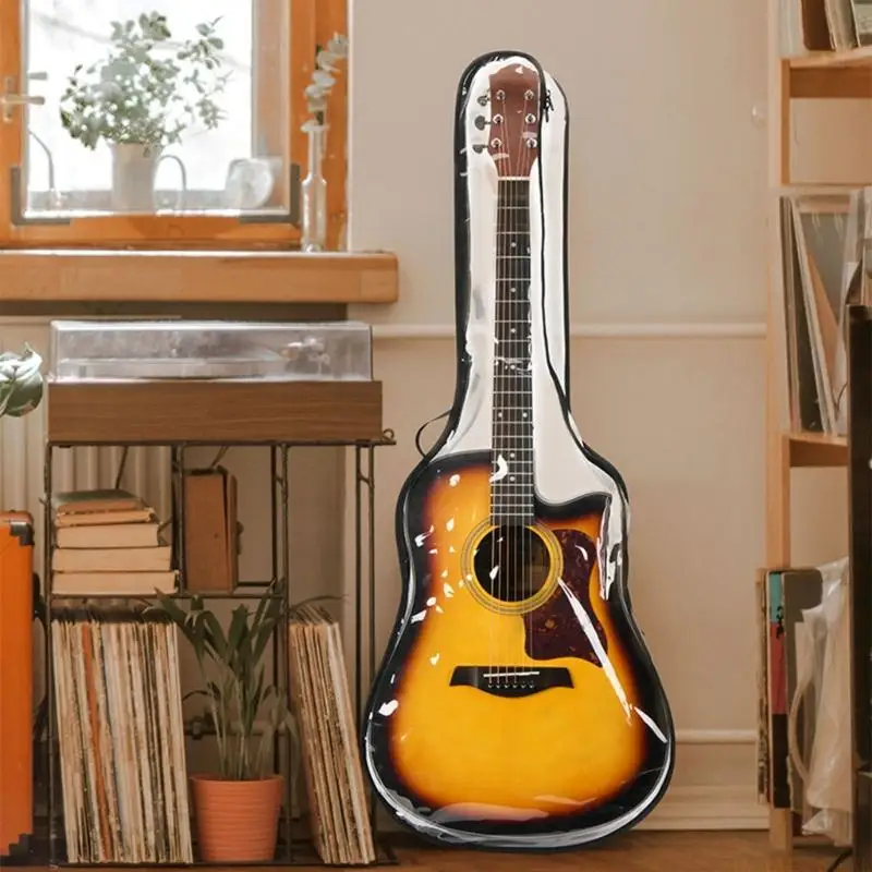 M5TC Electric Guitar Protective Cover 40/41inch Clear TPU Cover with Double Zipper Soft Acoustic Guitars Bag Protector