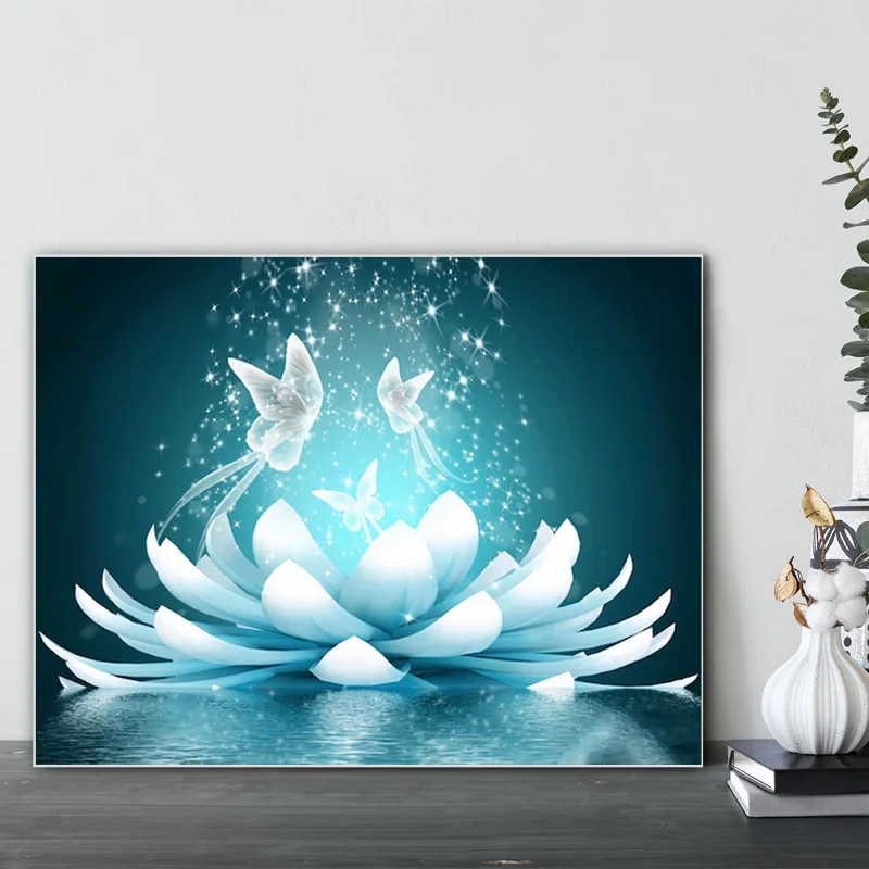 Fresh Minimalist Floral Art Paintings, Lotus Flower Wall, Artists, Academic Decoration, Canvas Printing, Fashion