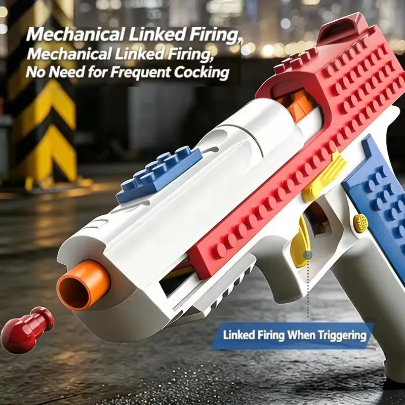 DIY Assemble Building Block Toy Gun, Shell Ejection Soft Bullet Construction Set, Educational Outdoor Leisure Play Toy for Kids