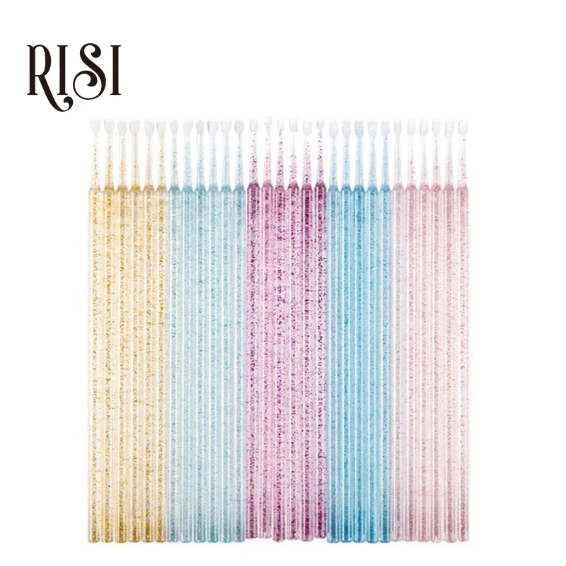 RISI Crystal Disposable Eyelash Brushes Swab Microbrushes Removing Applicators Tools For Eyelash Extension