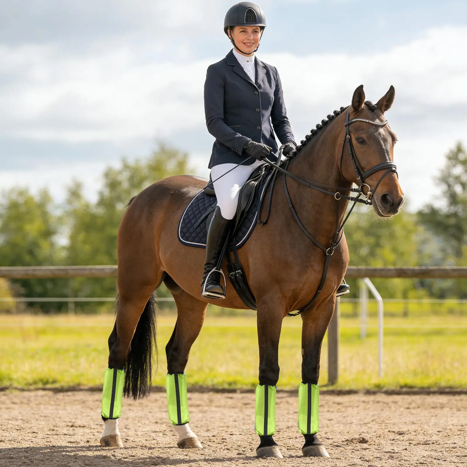 Fly Socks For Horses 4 Pieces Horse Leg Mesh Protectors Elastic Equine Leggings For Racing Turnout Stable Competition Sports