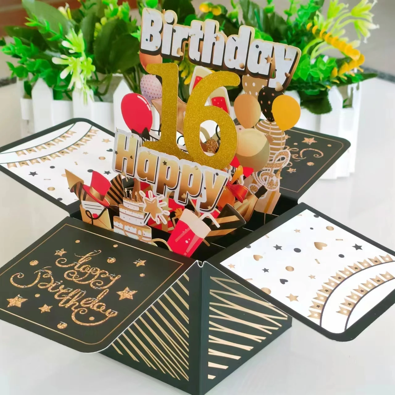 16th 3D Pop Up Birthday Card with Envelope,16th Birthday Card for Him or Her,Happy Birthday 3D Card for Boys or Girls,1pcs