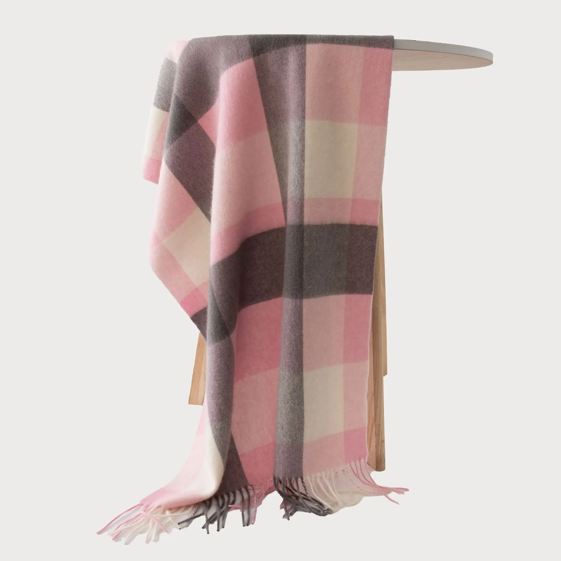 

New 100% Wool Plaid Scarf Women Autumn Winter Warm Shawl Hijab Soft Lightly Felted Hair Wrap Fashionable Versatile Head Scarves