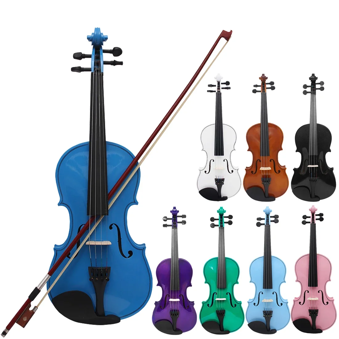 

IRIN V-10 4/4 Colorful Violin Solid Wood Violin Set with Case Bow Professional Stringed Instrument Violin for Beginners Practice