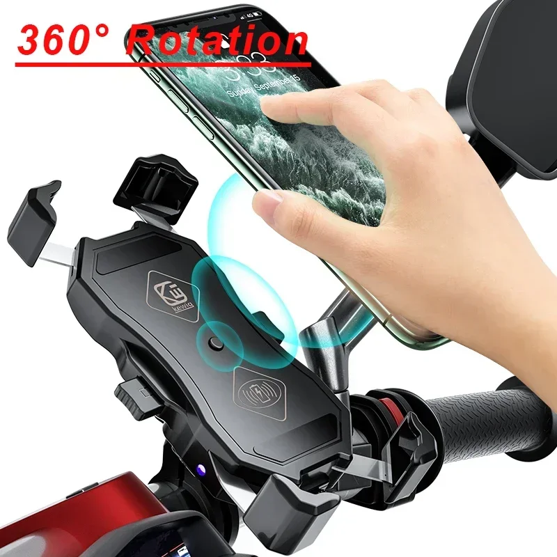 

Motorcycle Phone Handlebar Charger Support Cellphone Moto Mount Quick Fast Motorbike USB Stand Wireless Holder Charging Mirror