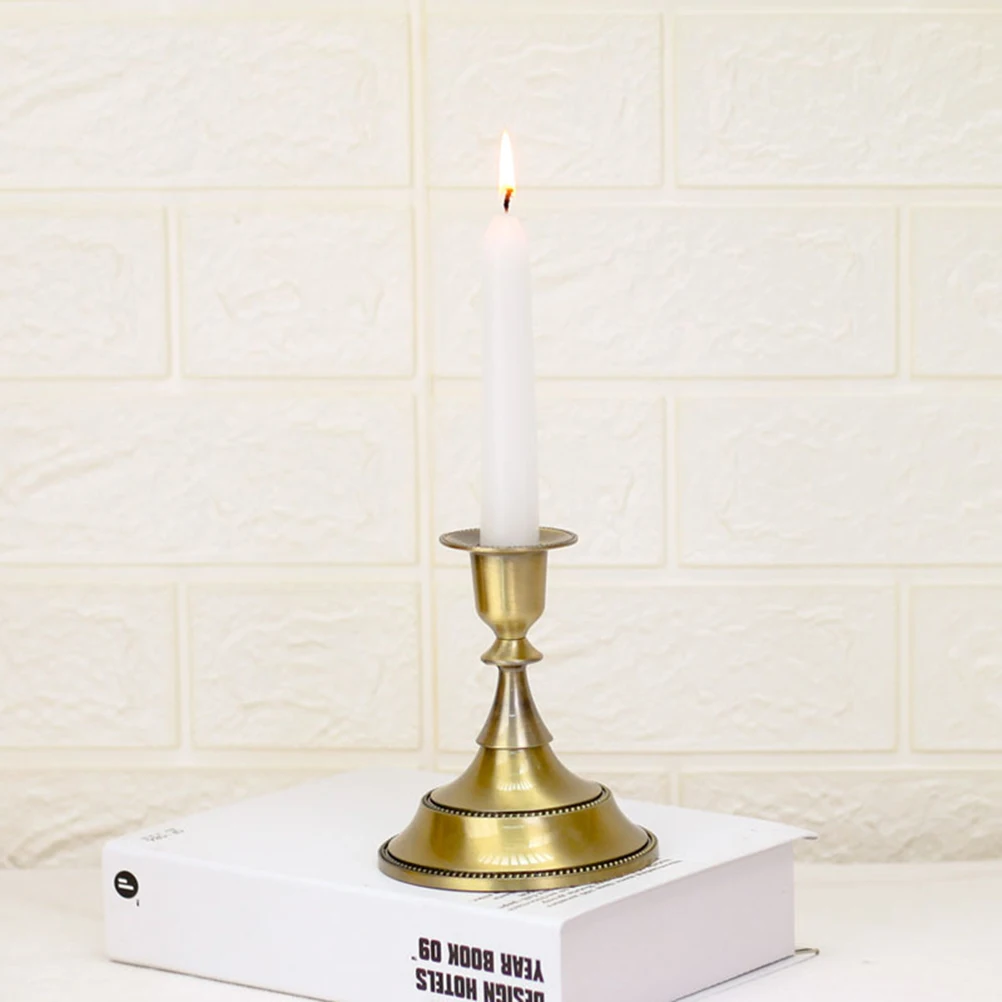 

2 Pcs Holder Holders European Candlestick Retro at Home Alloy Vintage Golden