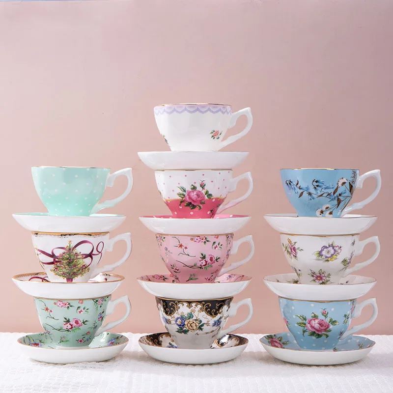 1 шт., французская керамическая кофейная чашка, набор европейских костяных фарфоровых чашек для послеобеденного чая и тарелка в дворцовом стиле, высокий чайный сервиз для домашней кухни