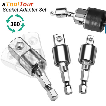 Impact Driver Socket Adapter 360 Degree Rotatable 1/4 3/8 1/2 Wrench Drill Hex to Square Male Converter Nut Electric ScrewDriver Impact Driver Socket Adapter 360 Degree Rotatable 1/4 3/8 1/2 Wrench Drill Hex to Square Male Converter Nut Electric ScrewDriver