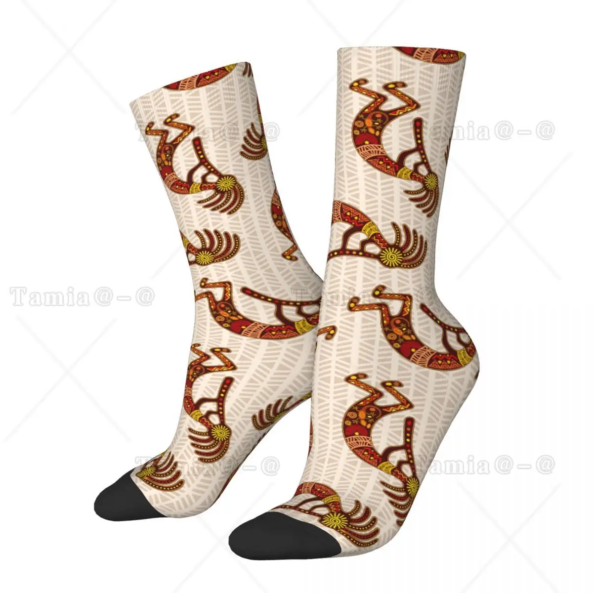 

Funny Crazy Sock for Men Tribal Art Hip Hop Vintage Kokopelli Tribal Happy Pattern Printed Boys Crew Sock Casual Gift
