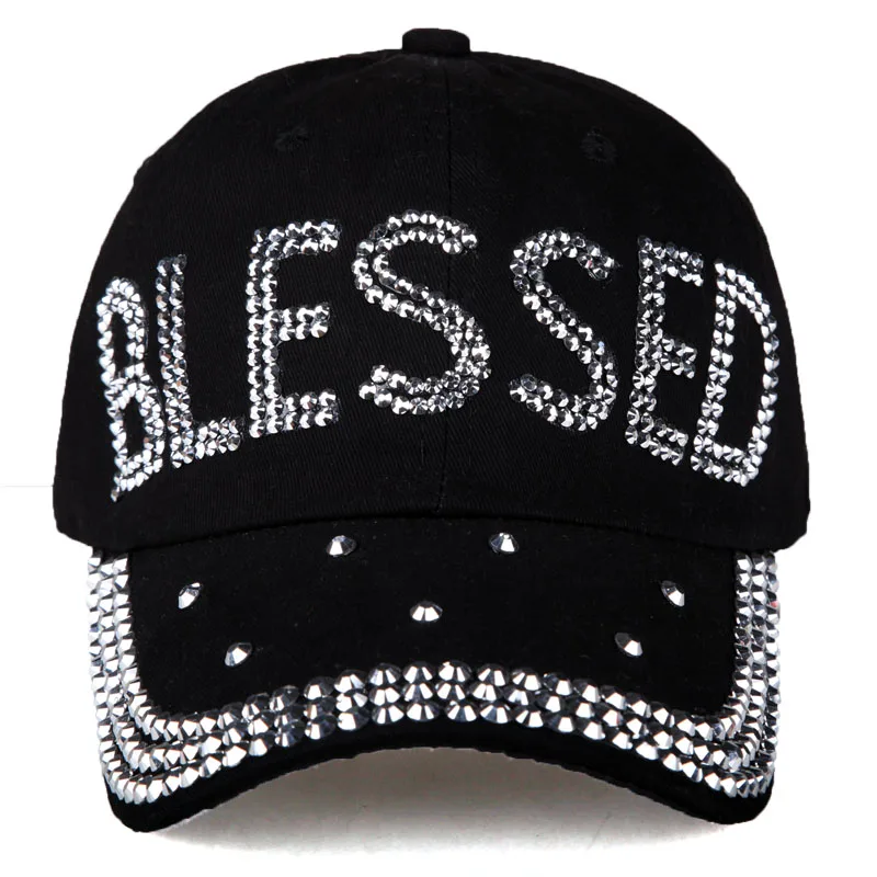 [YARBUU] New Fashion Four Seasons Baseball Cap For Women Casual Cotton Gorras Caps Letter BLESSED Rhinestone Casquette Hats