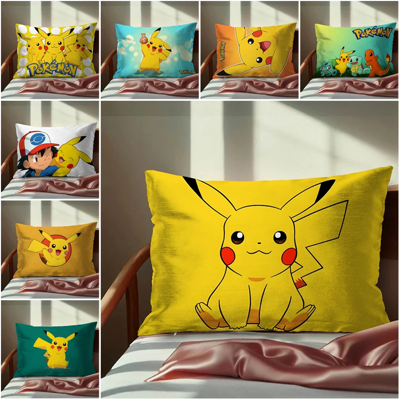 Pokemon Pikachu Cartoon Pillow Case for Living Room Car Decorate 30x50cm Action Figure Toys Anime Pillowslip Kids Birthday Gifts