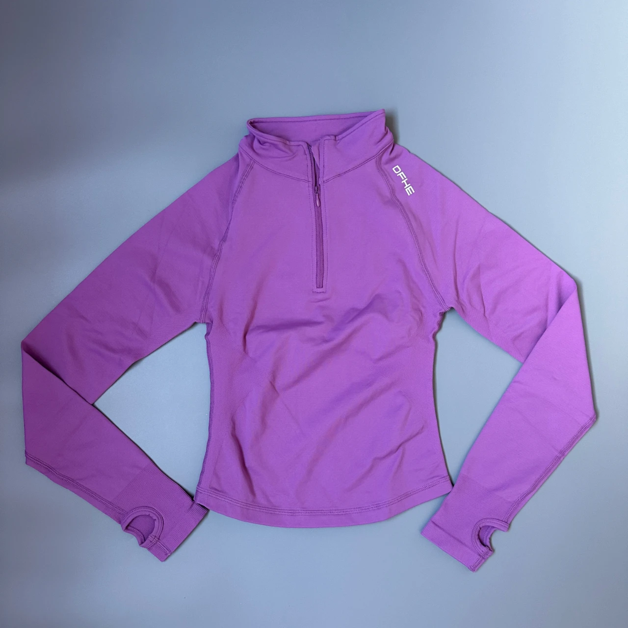 DF Impact Women's Elastic Half Zipper Sports Top Thumbhole Design Quick Drying Long Sleeve Shirt, Suitable for Fitness, Slow Run image 3