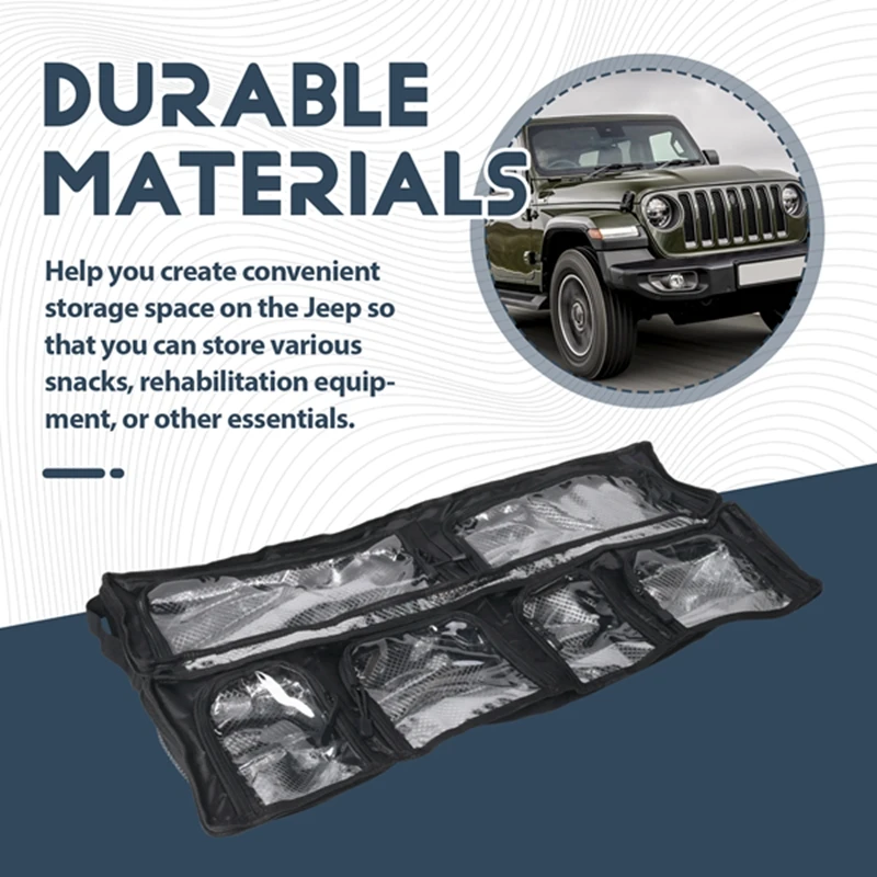 Bolsa organizadora de almacenamiento con barra enrollable para Jeep Wrangler LJ TJ JK JL Gladiator JT, múltiples bolsillos, organizadores y soporte para kits de herramientas