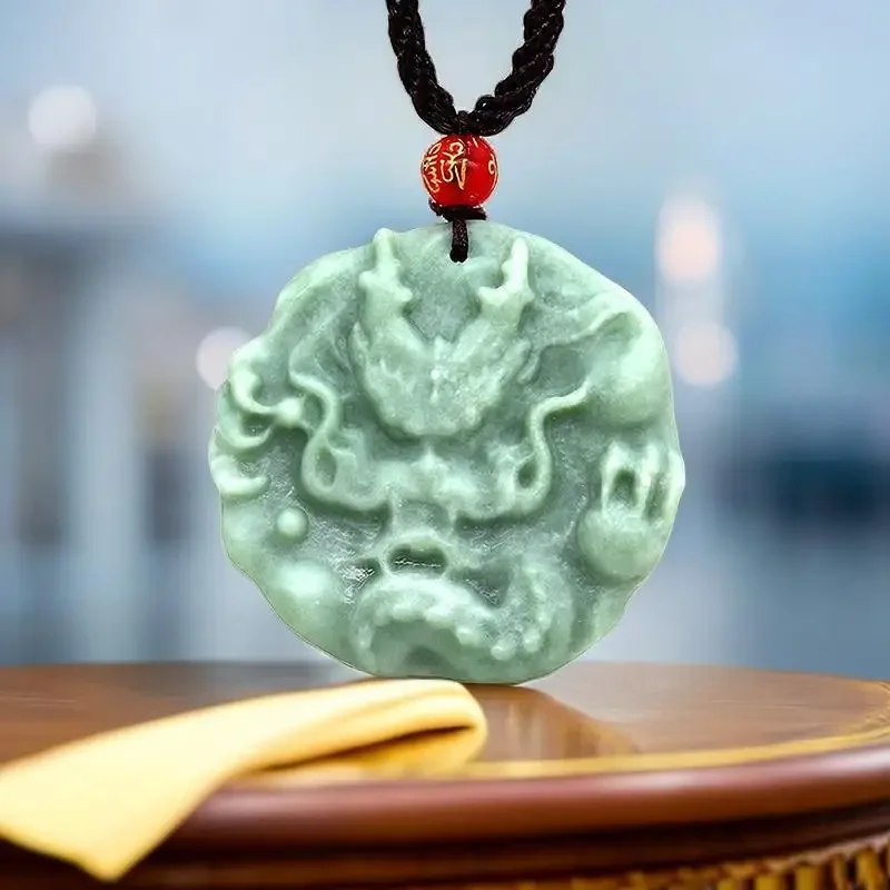 

Jade Dragon Pendant Vintage Men Gift Jewelry Amulet Natural Amulets Green Real Necklace Man Necklaces Gifts for Women Gemstone