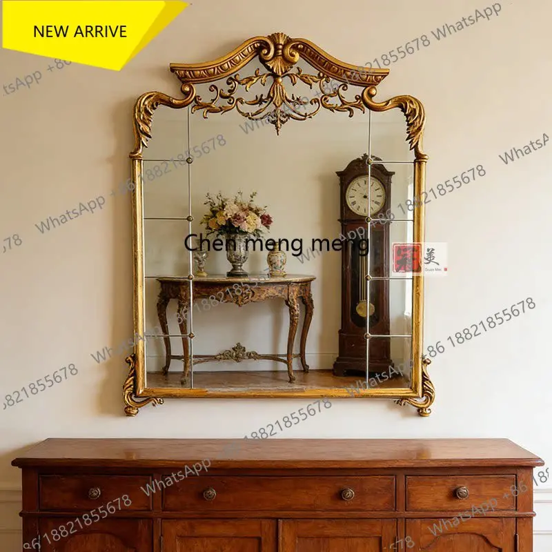 z183 French retro mirror, porch wall decorative mirror, home bedroom bathroom mirror, above American fireplace