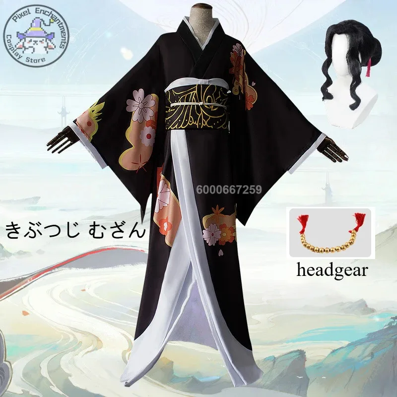 

Kimetsu No Yaiba Anime Kibutsuji Muzan Cosplay Costume Demon Slayer Role Play Women Kimono Uniforms Clothes Wig Dresses