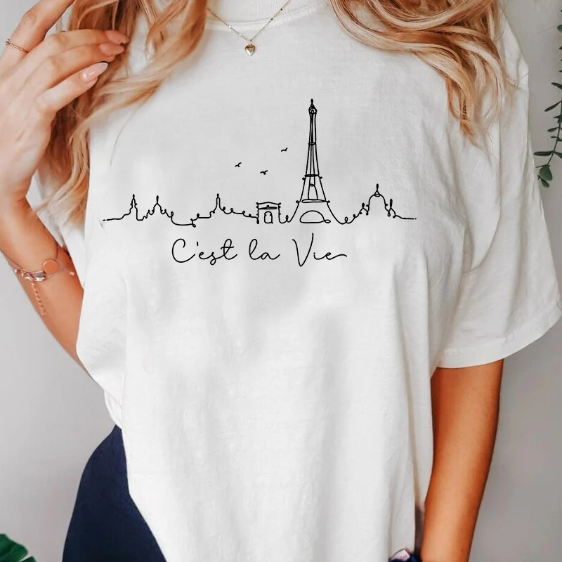 C'est La Vie Paris T Shirt for Women Men Paris Trip Vacation T-shirt Casual Classic Cotton Printed Tshirt Unisex Streetwear