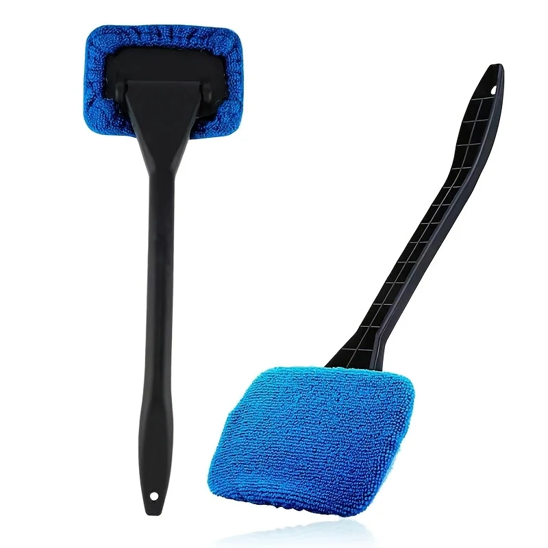 

Blue Car Window Cleaning Kit with Handle Microfiber Cloth And Scraper for Interior And Exterior Windshield Cleaning