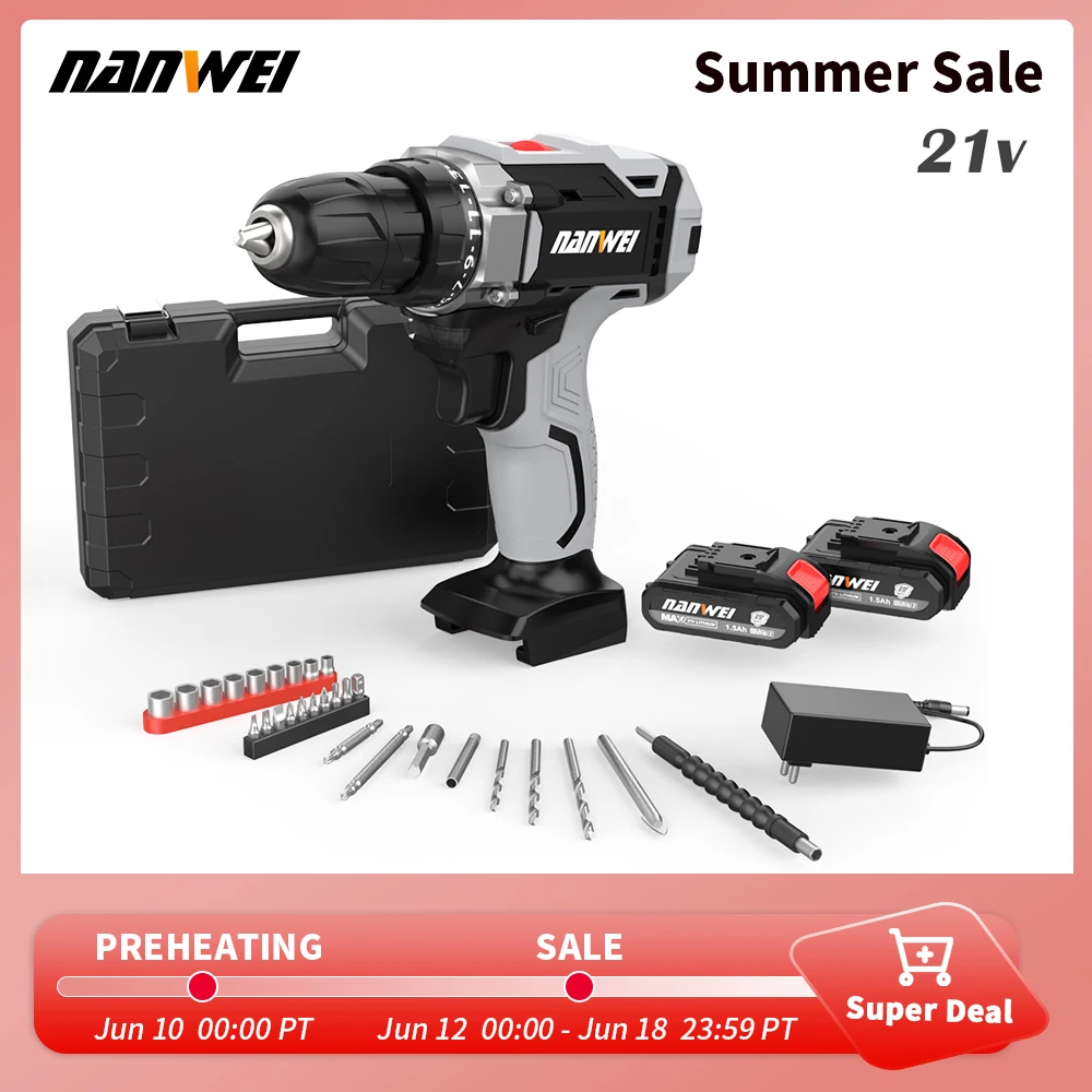 

NANWEI handheld electric drill home rechargeable tools lithium-ion multifunctional impact pistol drill electric screwdriver