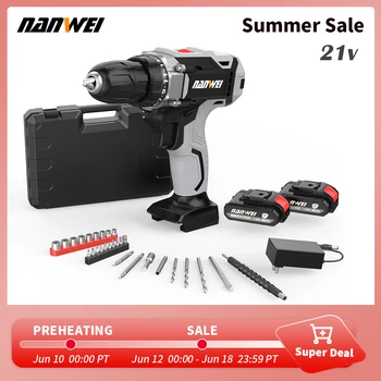 NANWEI hand electric drill household rechargeable tools lithium-ion multi-function impact gun drill electric screwdriver