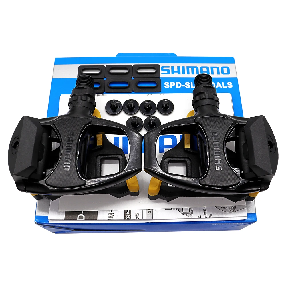 SHIMANO PD-R540 Road Bike Pedal Self-locking Wide Platform Bearing 4700 Silvery Black R540 Pedal Original Bicycle Parts