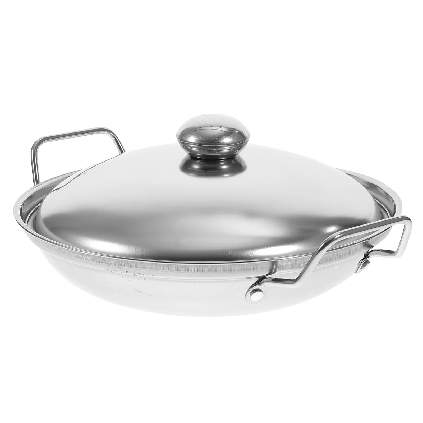 

Stainless Steel Pot Cooking Tool Double Handle Kitchen Utensil Stove Dry Alcohol Pan Cookware with Ear Lid Baking Dish